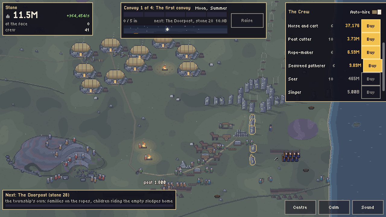 The first avenue convoy: a township of blackhouses, horses and carts on the moor, and the ring with its rows standing.