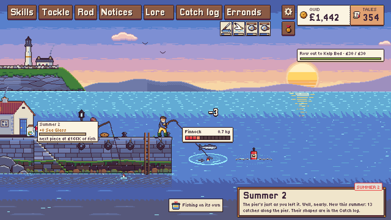 The start of Summer 2, with 13 new catches along the pier.